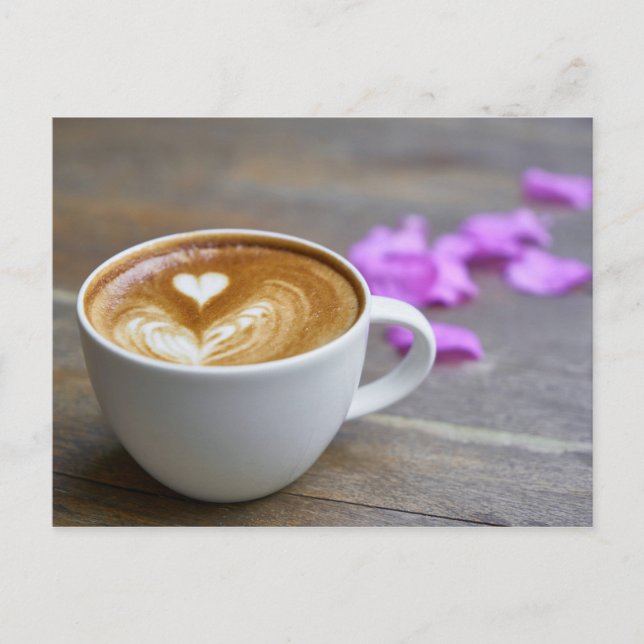 Morning Cup Latte with Heart-Shaped Foam Postcard (Front)