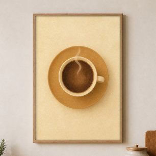 Morning Cup Watercolour Cottagecore Art Poster