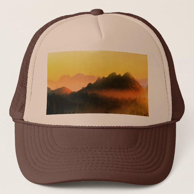 MORNING DEW FOREST MOUNTAINS   TRUCKER HAT (Front)