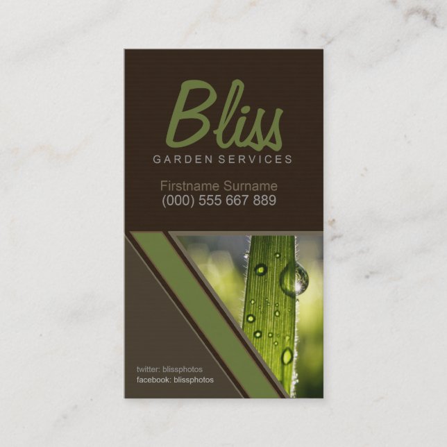Morning Dew Grass w/ Photo template Business Card (Front)