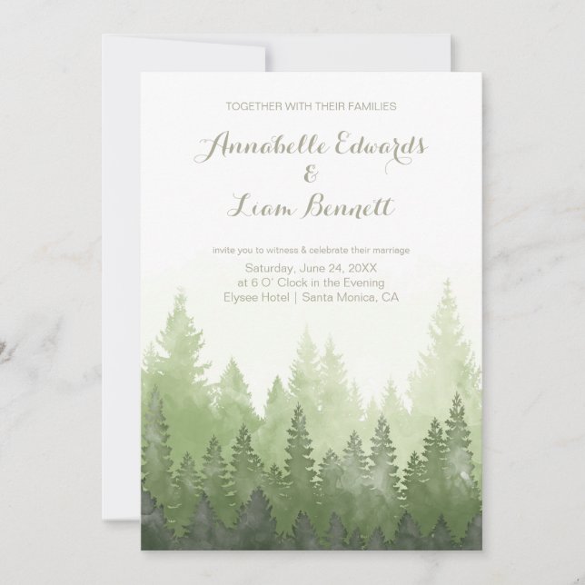 Morning Dew in the Woods Wedding Invitation (Front)