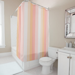 Morning Dew pink and yellow stripes Shower Curtain