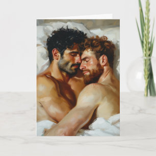 Morning Embrace in Sunlit Bedroom Card
