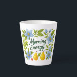 Morning Energy Small Latte Mug (White Edition)<br><div class="desc">An elegant small latte mug featuring a vibrant fruit composition with grapes, pears, berries, and a soft floral accent surrounding the phrase Fruit Symphony. The fresh pastel palette and artistic style bring a lively, modern touch to morning rituals, cozy breaks, and thoughtful gifting. A refined choice for women who appreciate...</div>