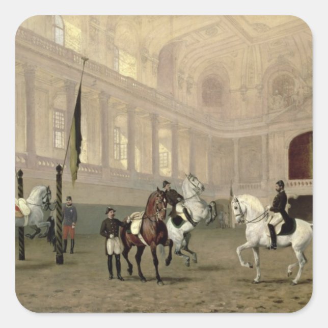 Morning Exercise in the Hofreitschule Square Sticker (Front)