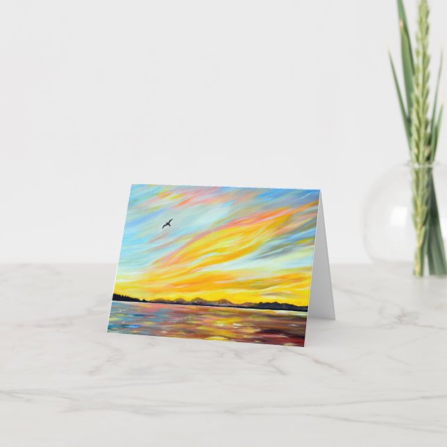 Morning Ferry View Painting Card (Front)