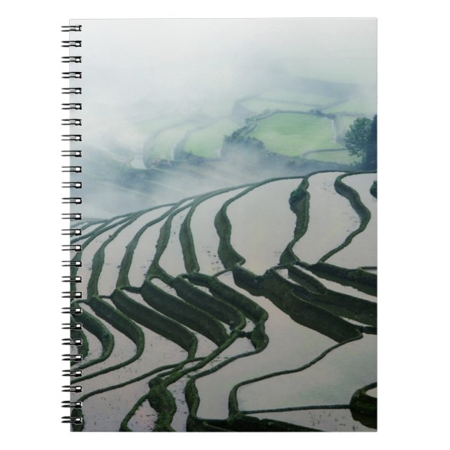 Morning Fog Above Rice Fields Spiral Notebook (Front)