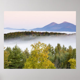 Morning fog and the Percy Peaks as seen from the Poster