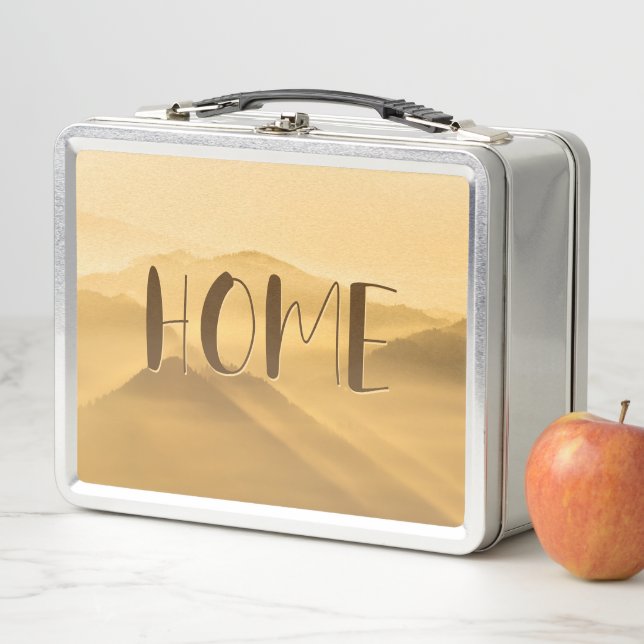 Morning fog gold layers sunrise home quote metal lunch box (In Situ)