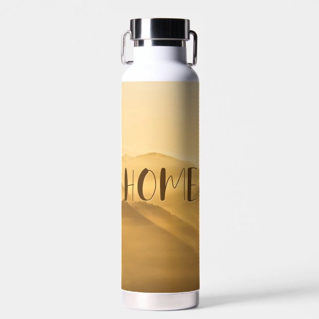 Morning fog gold layers sunrise home quote water bottle (Front)