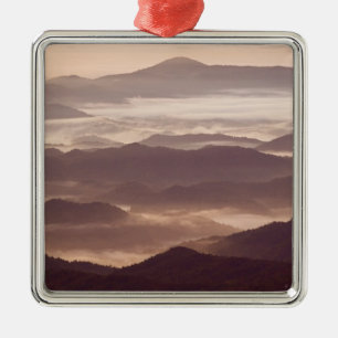 Morning fog in the southern Appalachian Metal Tree Decoration