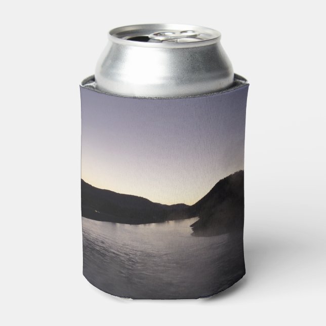 Morning Fog on the Jackson River at Grand Teton Can Cooler (Can Front)