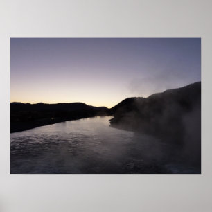 Morning Fog on the Jackson River at Grand Teton Poster