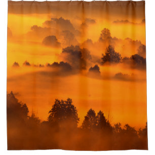 Morning fog over the river floodplainabstract, any shower curtain