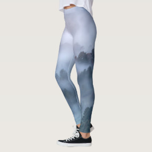Morning fog rolling through trees  leggings