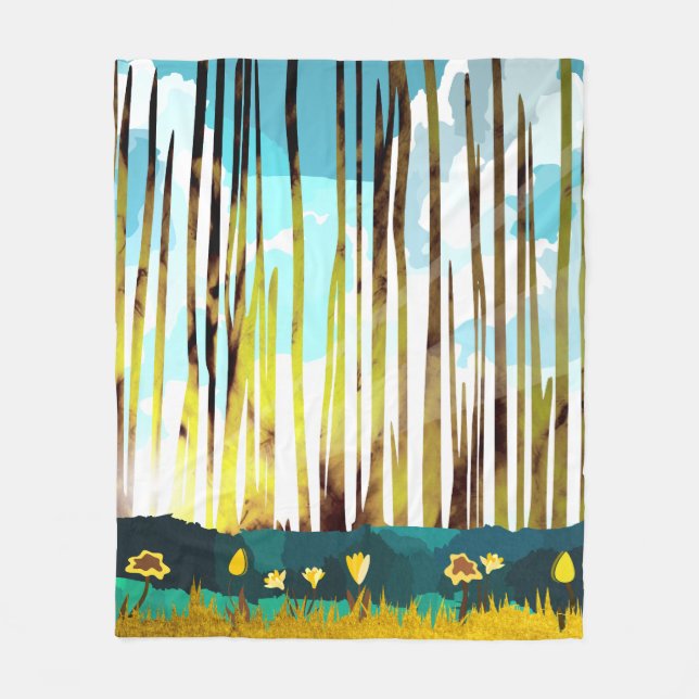 Morning Forest Fleece Blanket (Front)