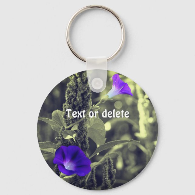 Morning Glories Black And White Personalised Key Ring (Front)