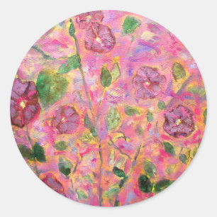 morning glories blue and purple classic round sticker