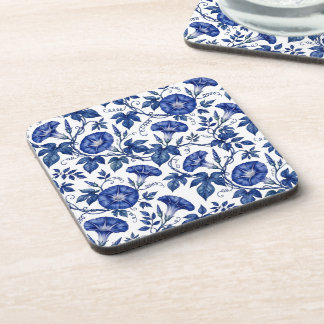 Morning Glories Cobalt Blue White Delft Style Coaster