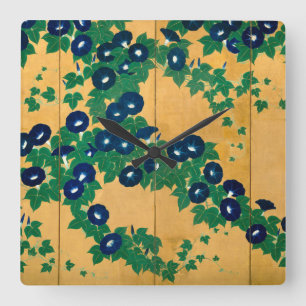 Morning Glories Early 19th Century Square Wall Clock