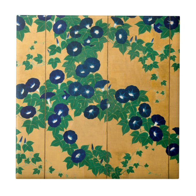 Morning Glories | Early 19th Century Tile (Front)