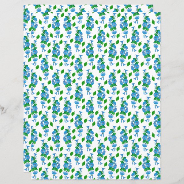 Morning Glories Scrapbook Paper (Front/Back)