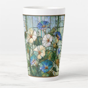 Morning glory and moonflower stained glass latte mug