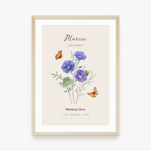 Morning Glory Birth Month Flower Poster