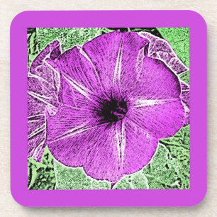 Morning Glory Block Print - amethyst purple Coaster
