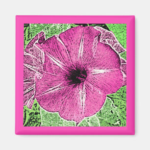 Morning Glory Block Print - fuchsia pink Magnet