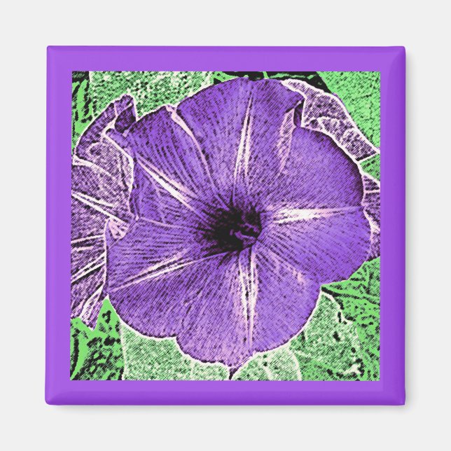 Morning Glory Block Print - soft violet Magnet (Front)