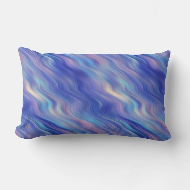 Morning Glory Blue Wavy Texture Lumbar Cushion (Front)