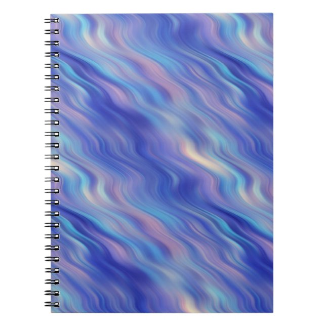 Morning Glory Blue Wavy Texture Spiral Notebook (Front)