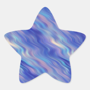 Morning Glory Blue Wavy Texture Star Sticker