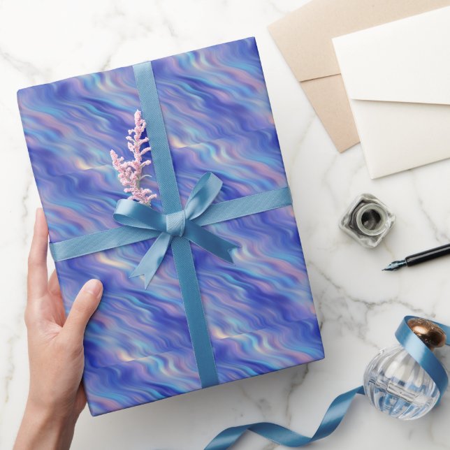 Morning Glory Blue Wavy Texture Wrapping Paper (Gifting)