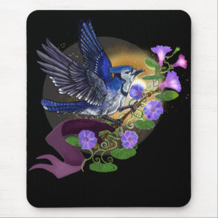 Morning Glory BlueJay Mouse Pad