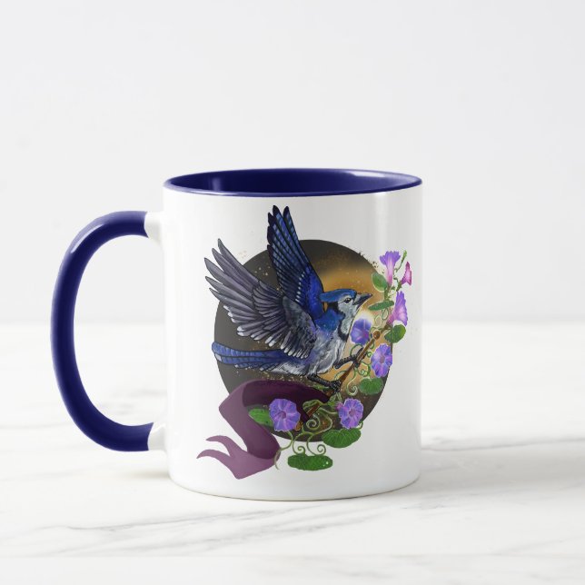 Morning Glory BlueJay Mug (Left)