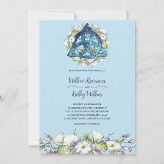 Morning Glory Celtic Blue Triquetra Handfasting Invitation