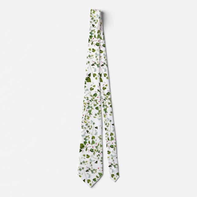 Morning Glory Floral Leaves Vine Botanical Tie (Front)