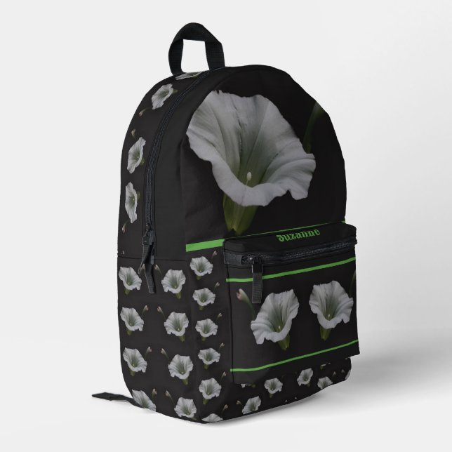 Morning Glory Flower Mirror Personalised Printed Backpack (Back Corner Left)