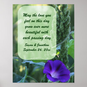 Morning Glory Flower Personalised Wedding Poster