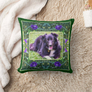 Morning Glory Flowers Frame Create Your Own Photo Cushion