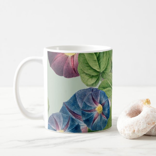 Morning Glory Flowers | Pierre-Joseph Redouté Wrap Coffee Mug (With Donut)
