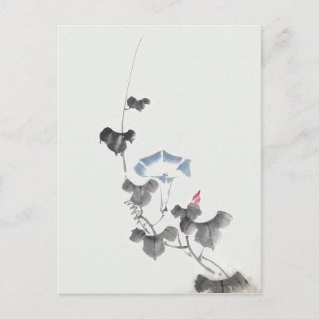 Morning Glory Hokusai Japanese Fine Art Postcard (Front)