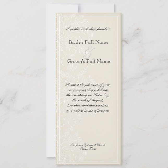 Morning Glory Hydrangea Wedding Invitation - Pink (Front)