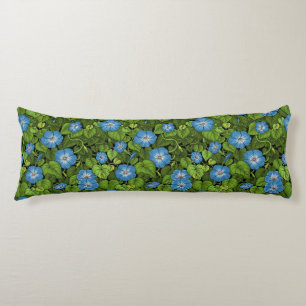 Morning glory in blue and green body cushion