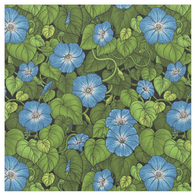 Morning glory in blue and green fabric (Close Up)