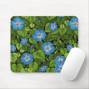 Morning glory in blue and green mouse pad