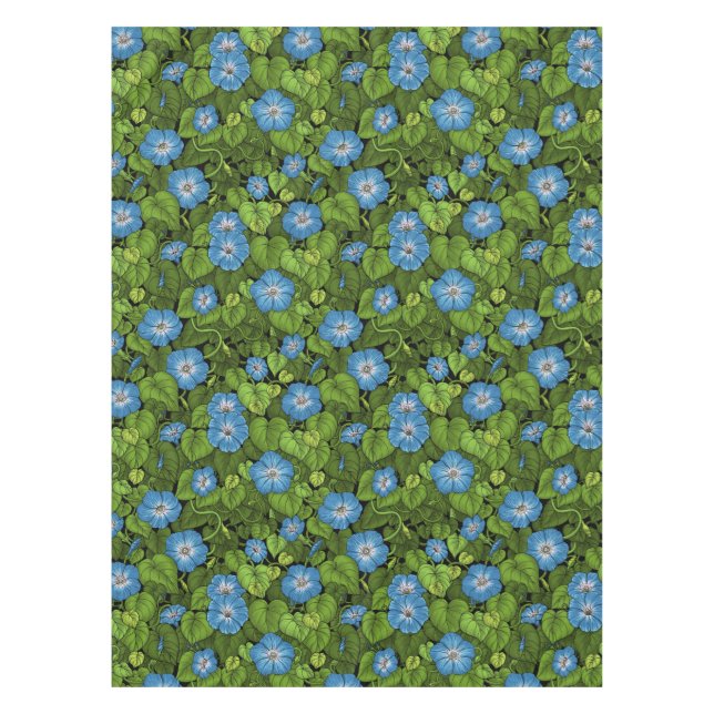 Morning glory in blue and green tablecloth (Front)
