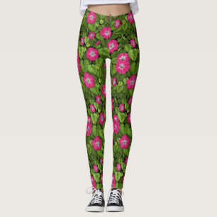 Morning glory in pink and green leggings